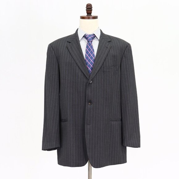 Hugo Boss 46R Gray Striped 3-Button Sport Coat Blazer Jacket P493 - Picture 1 of 11